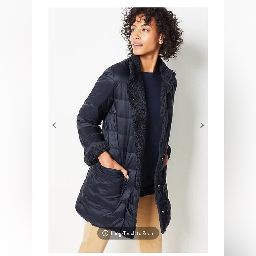 J.Jill reversible Sherpa navy jacket - Picture 3 of 9